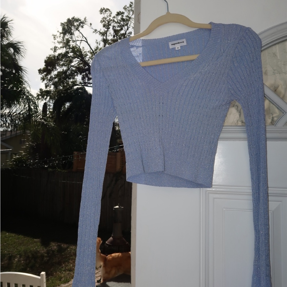 Superdown Sparkly Crop Top - image 1